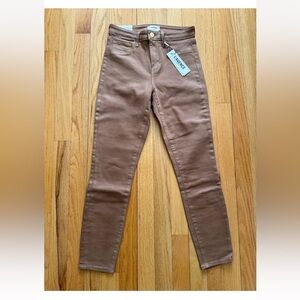 L'Agence Margot High Rise Skinny Coated Stretch-Denim. Nutmeg Size 26. NWT.